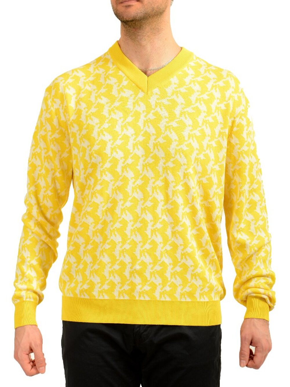 Scuderia Ferrari Men's Organic Cotton Silk V-Neck Pullover Sweater US 2XL IT 56